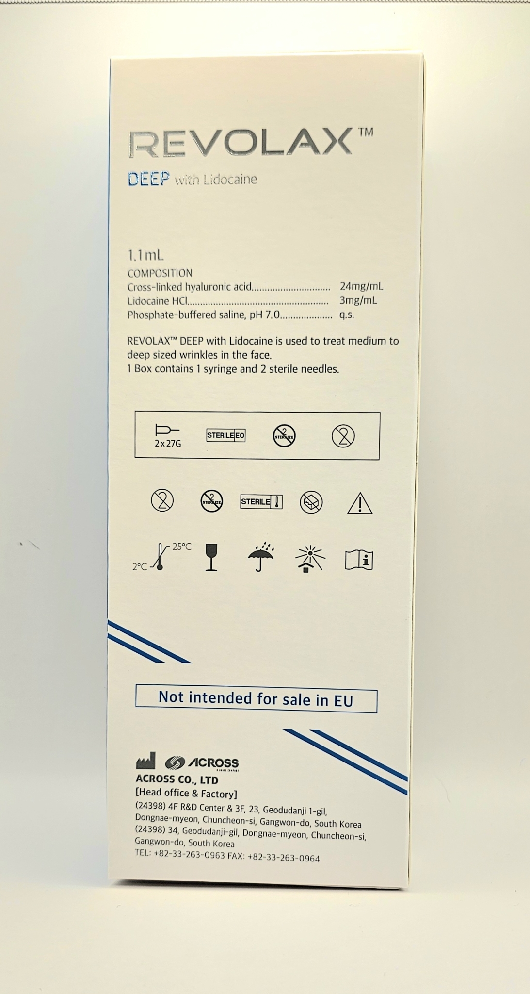 Revolax Deep with lidocaine front of box from Vitality Vitamin Vials