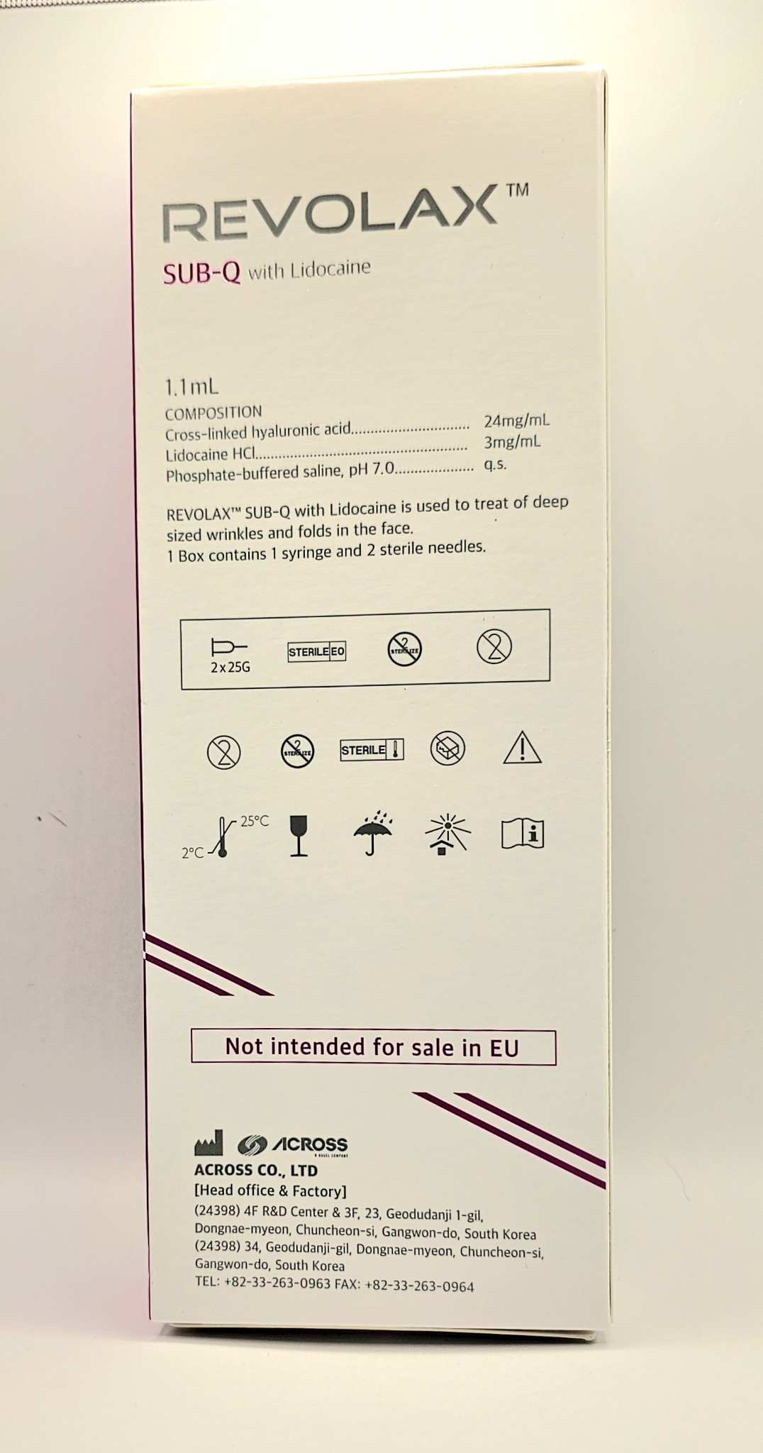 Revolax Sub Q with lidocaine front of box from Vitality Vitamin Vials