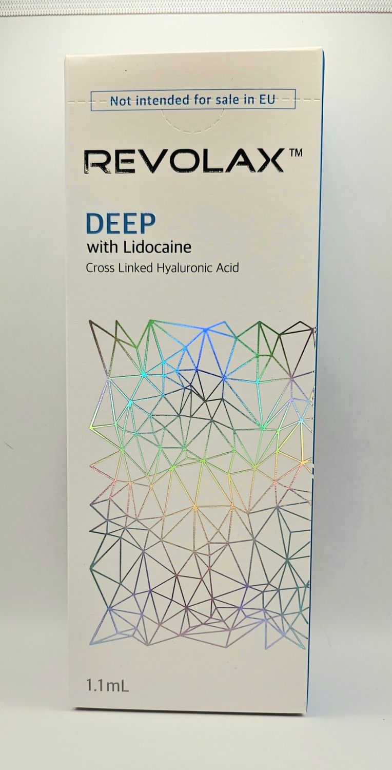 Revolax Deep with lidocaine front of box from Vitality Vitamin Vials