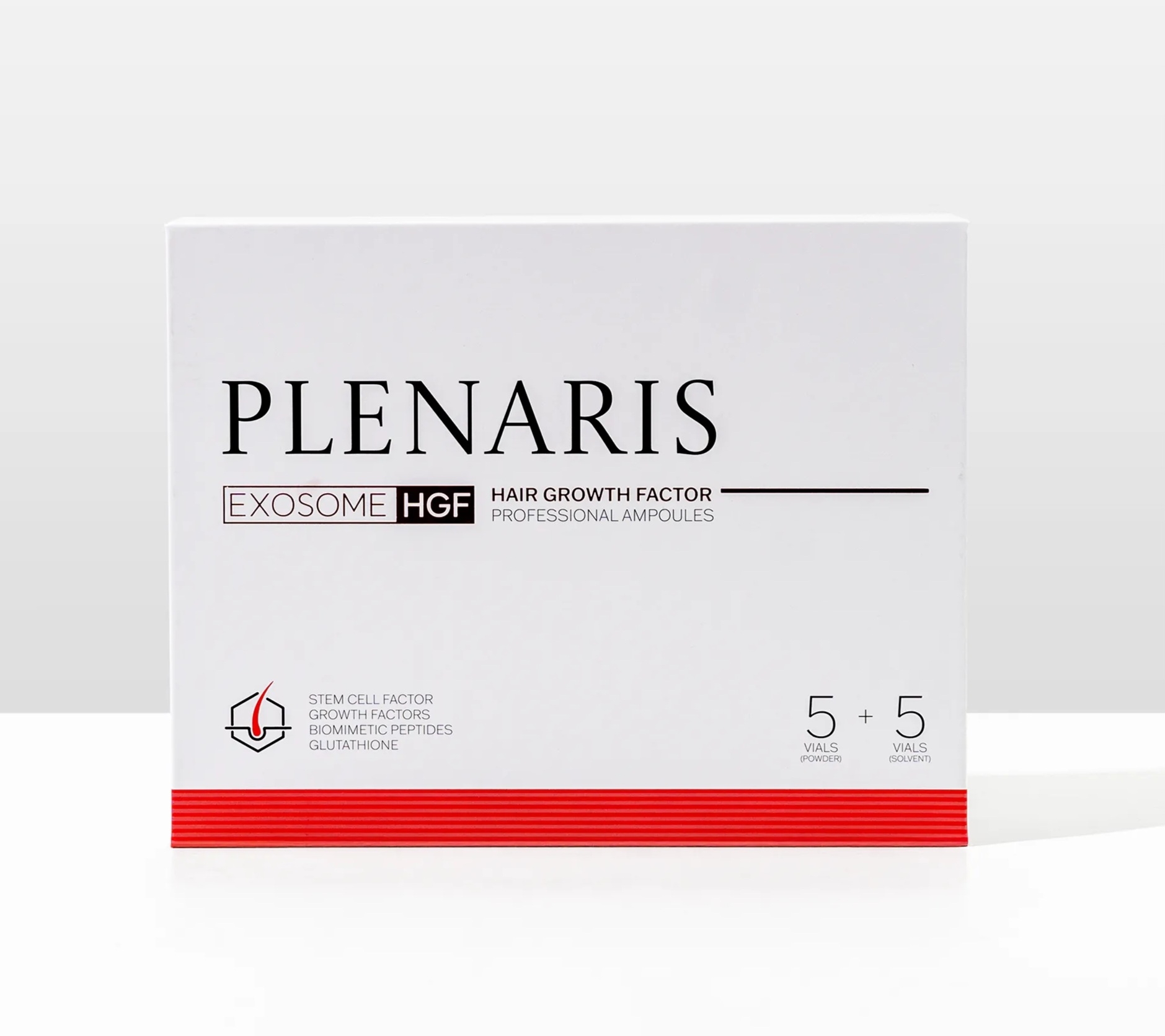 Plenaris Exosome Hair Growth Factor Box with four vials from Vitality Vitamin Vials