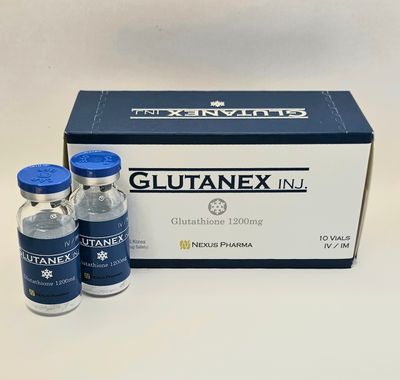 Glutathione Glutanex 1200mg two vials and box from Vitality Vitamin Vials