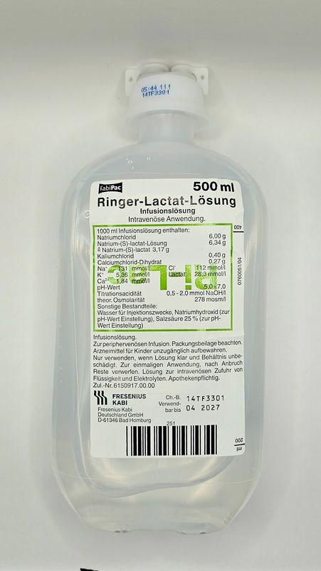 Lactated Ringers Solution 500ml IV Drip Bottle from Vitality Vitamin Vials