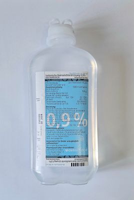 500ml Normal Saline Solution 0.9% NaCl IV drip bottle ready for use from Vitality Vitamin Vials