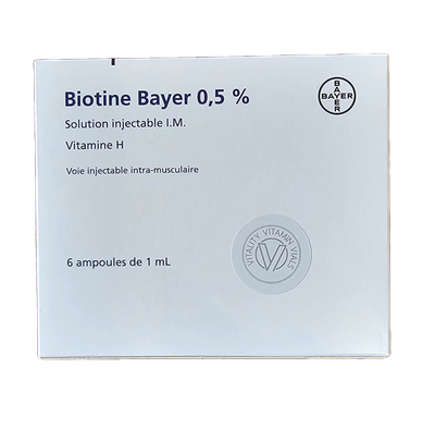 Biotin B7 Bayer 1ml 0.5% front of box from Vitality Vitamin Vials