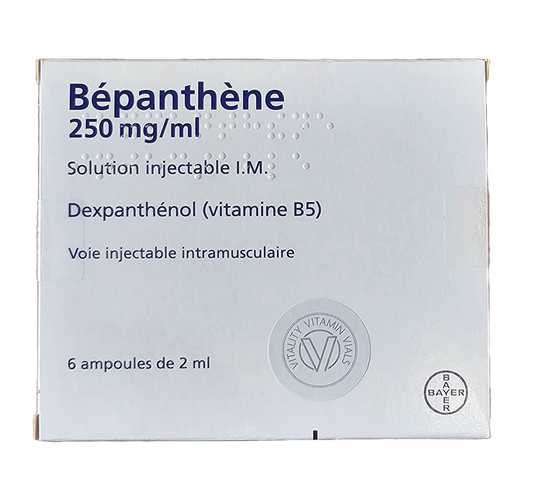 Bepanthene Bayer 2ml 500mg front of box from Vitality Vitamin Vials