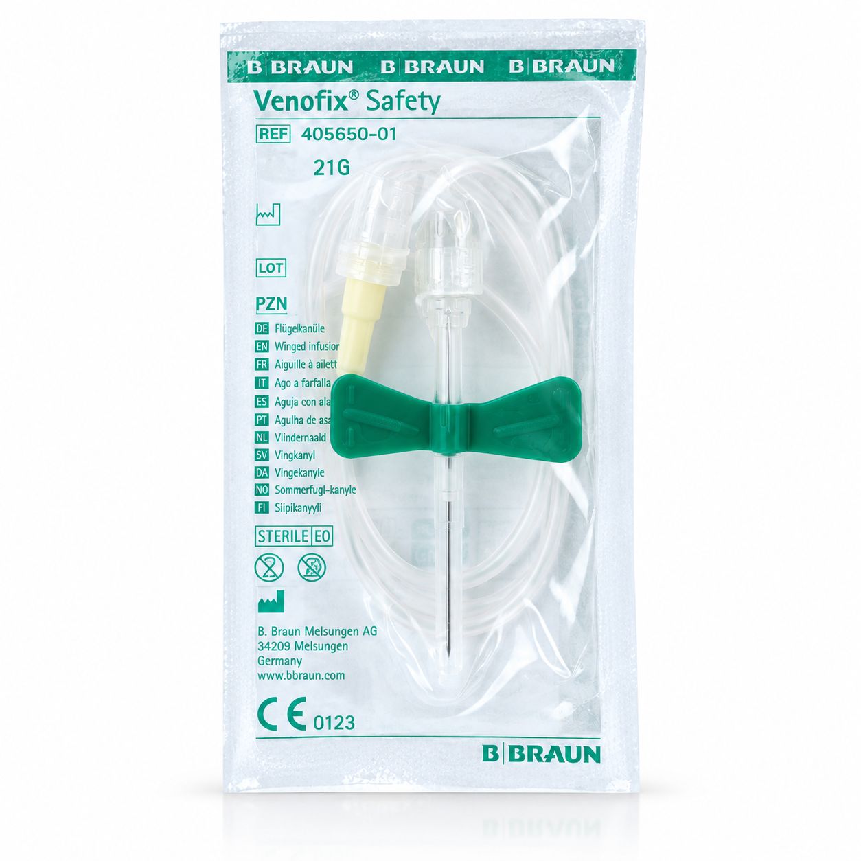 BBraun Venofix® Winged Butterfly Infusion Cannula – 21g, 0.8x19mm 30cm – Green