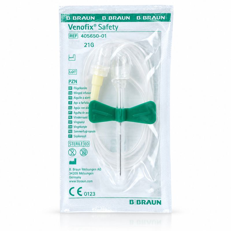 BBraun Venofix® Winged Butterfly Infusion Cannula – 21g, 0.8x19mm 30cm – Green