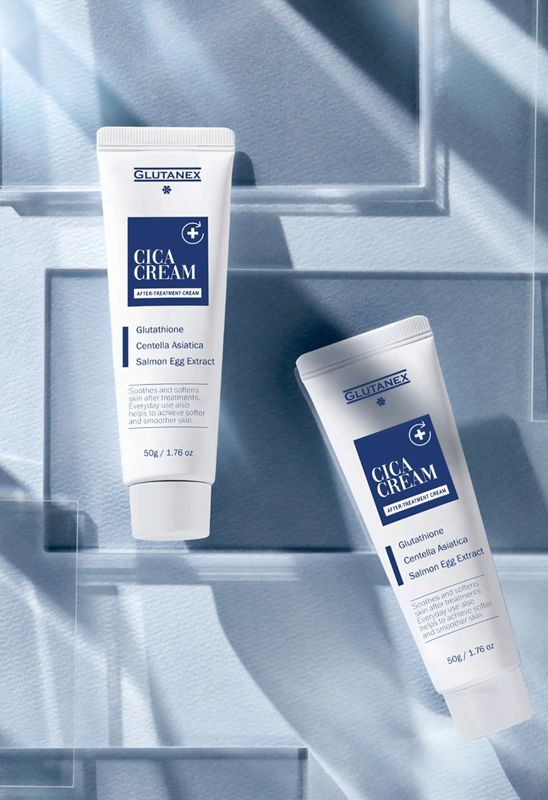 Glutanex CICA cream tube display from Vitality Vitamin Vials