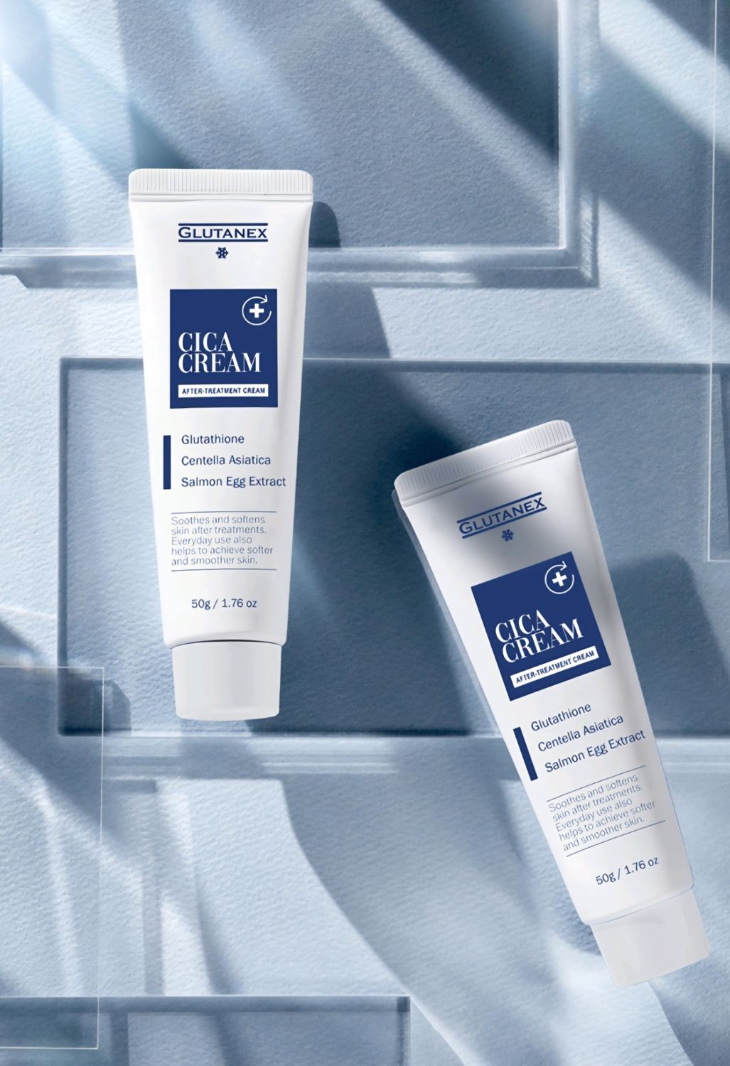 Glutanex CICA cream tube display from Vitality Vitamin Vials