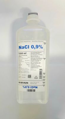 Sodium Chloride Solution NaCl 0.9% 1000ml Drip Bottle by BBraun 1000ml Sodium Chloride Normal Saline Solution 0.9% Drip Bottle by Braun from Vitality Vitamin Vials