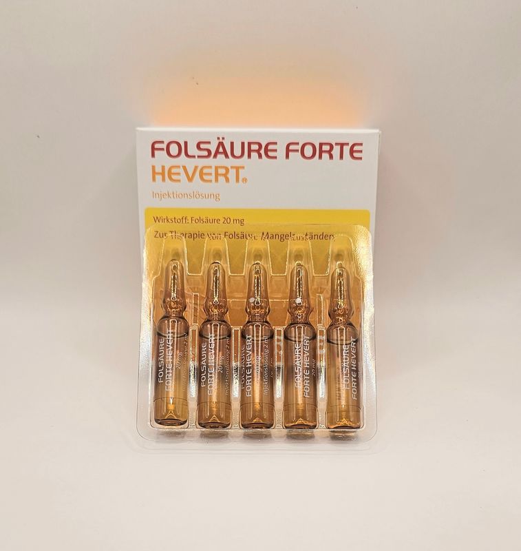 20mg High Strength Folic Acid Box and Ampoules from Vitality Vitamin Vials