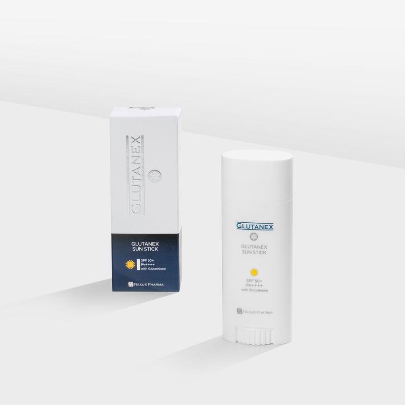 Glutanex Melanin Blocking Sunstick SPF50+++ Box and Stick from Vitality Vitamin Vials