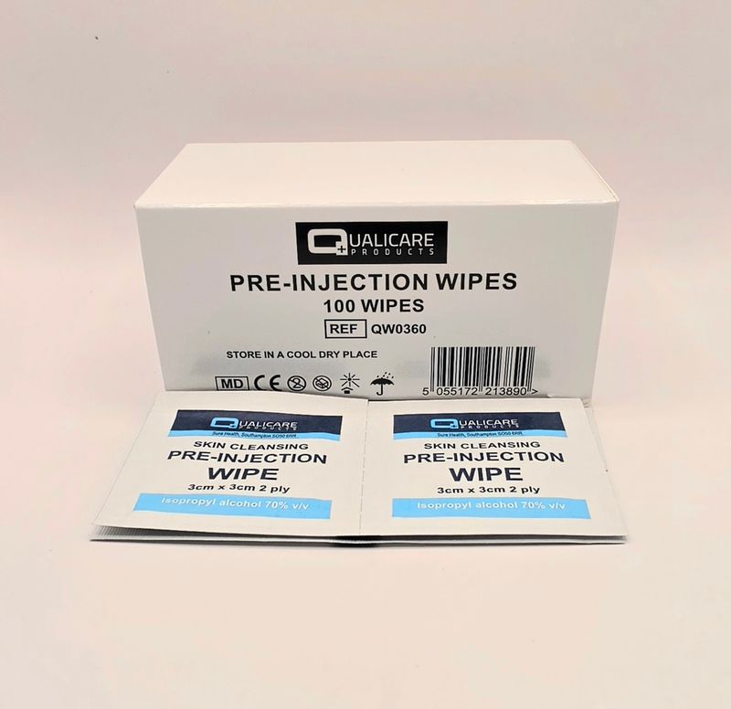 Pre-injection Alcohol Swab Box and swabs from Vitality Vitamin Vials