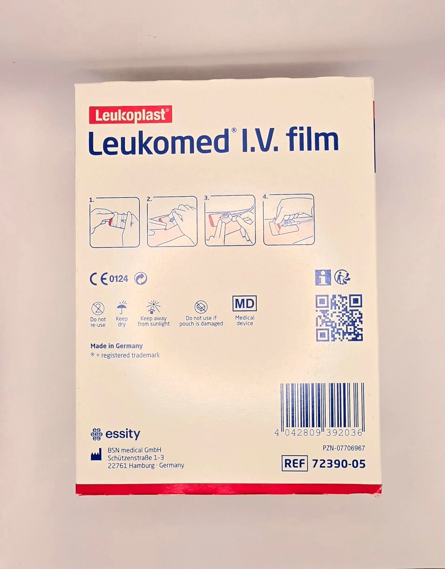 Leukomed IV Film Dressing 7m x 9cm front of box by Vitality Vitamin Vials