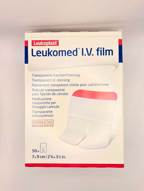 Leukomed IV Film Dressing 7m x 9cm front of box by Vitality Vitamin Vials