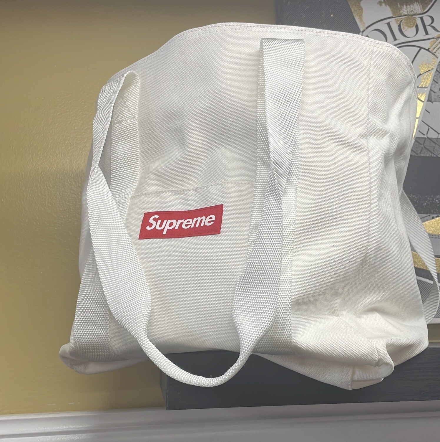 SUPREME CANVAS TOTE WHITE