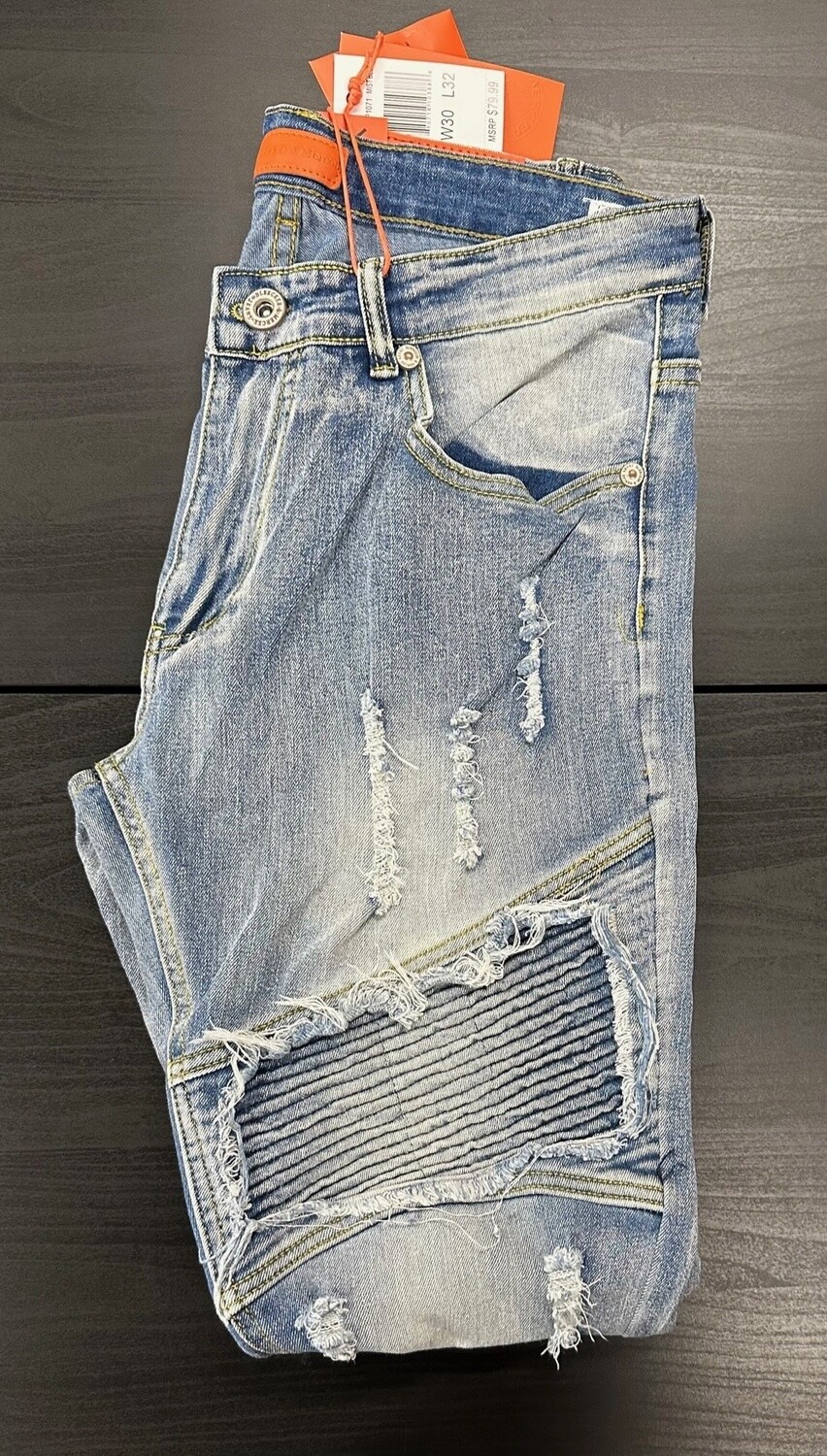 Light blue faded jeans
