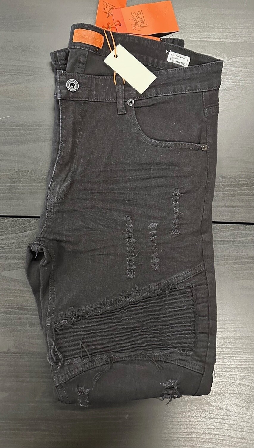 Jet Black shred jeans