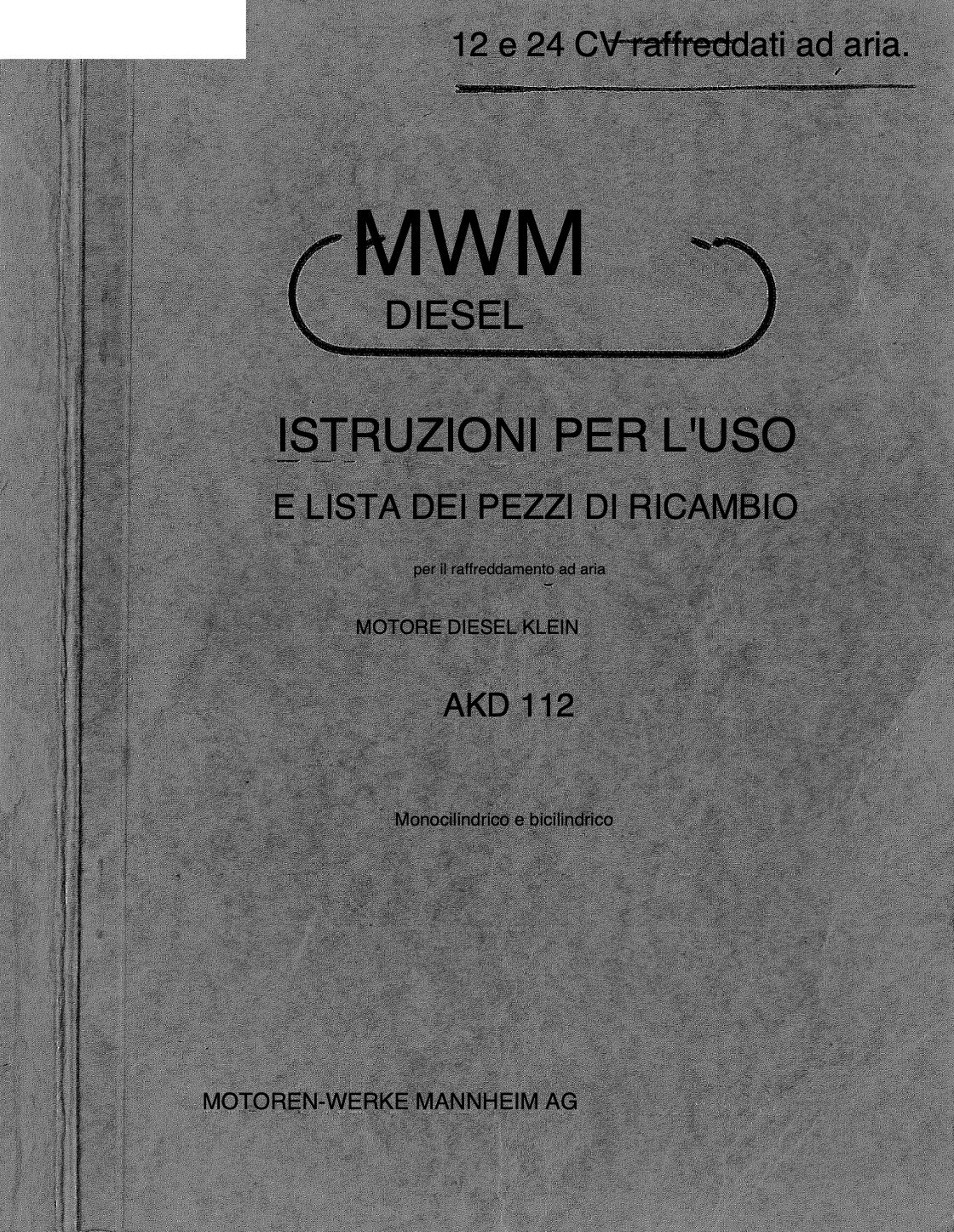 Bucher bicilindrico motore diesel AKD 112 - IT