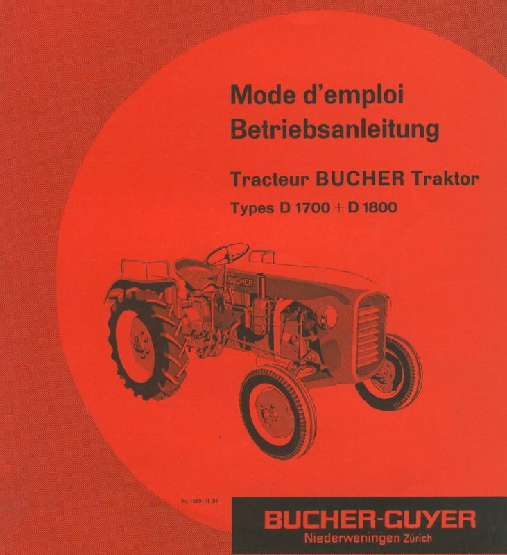 Mode d'emploi Bucher D1700 et D1800 – FR