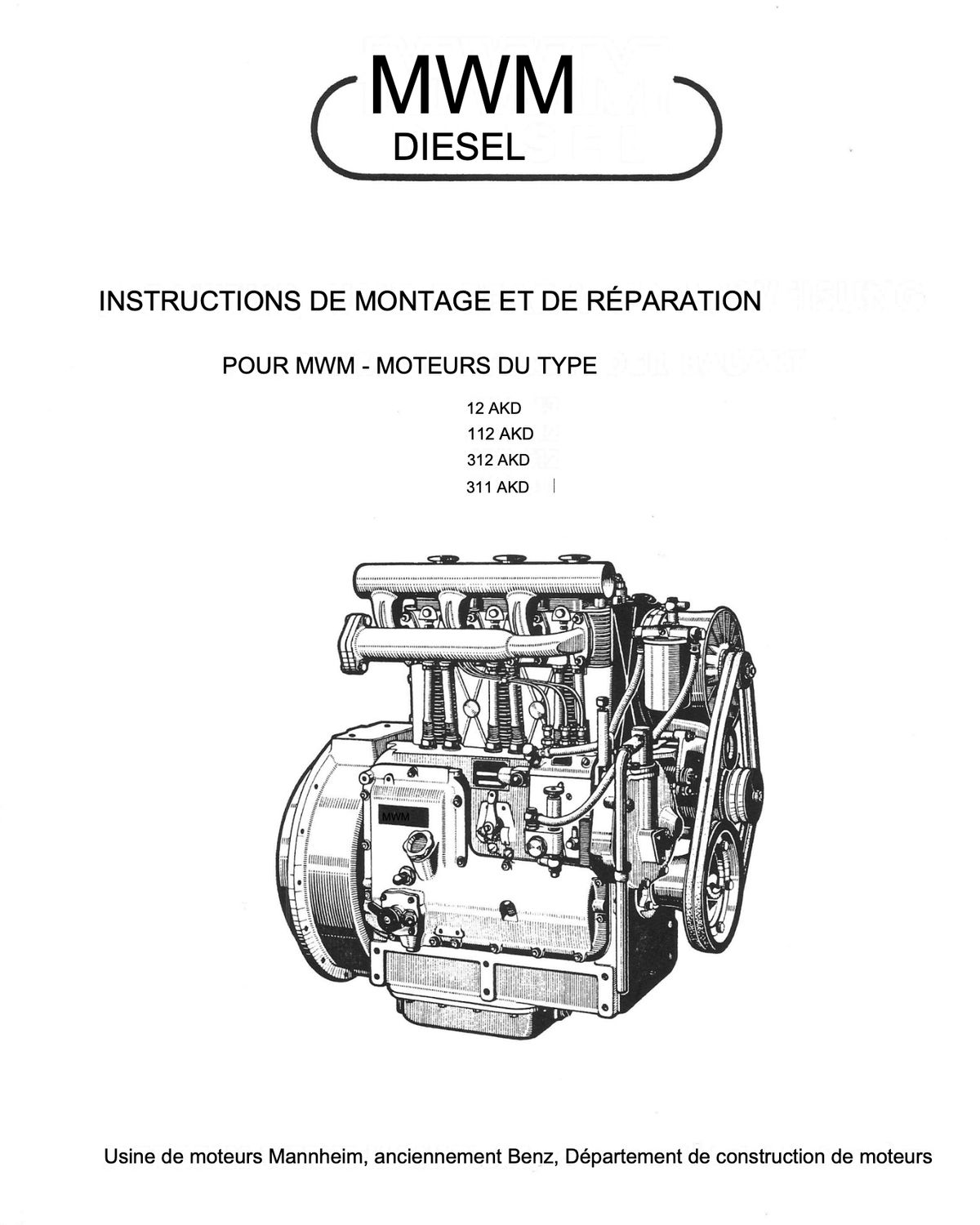 Bucher Motor AKD Diesel Instructions de montage et d'entretien - FR