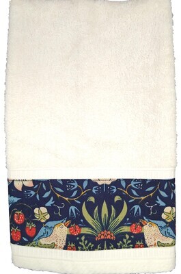 STRAWBERRY THIEF NAVY - TRIMMED GUEST TOWEL
