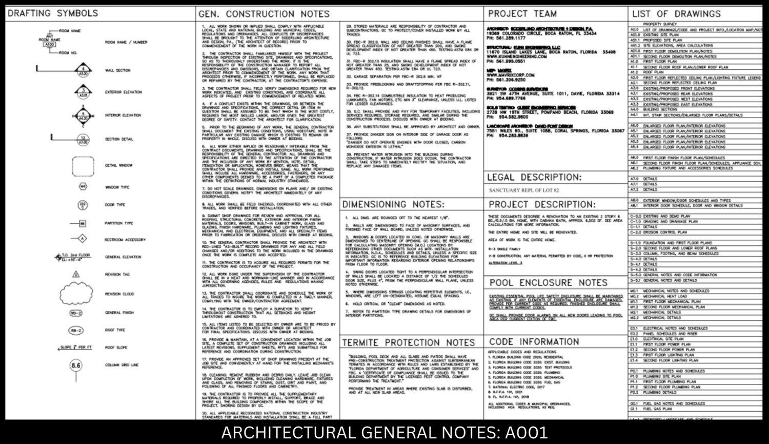 Architectural General Note: A001