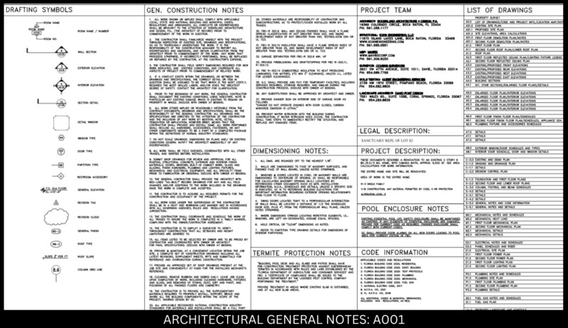 Architectural General Note: A001