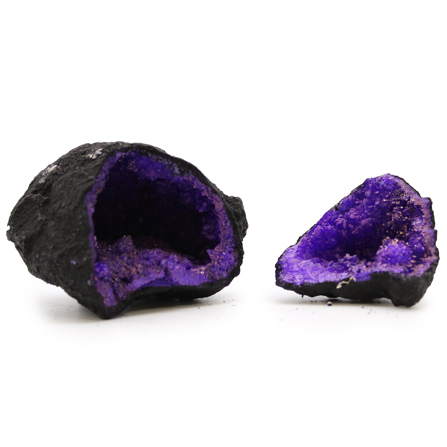Calsite Geodes Coloured - Black Rock - Purple - 8.5cm x 6cm average