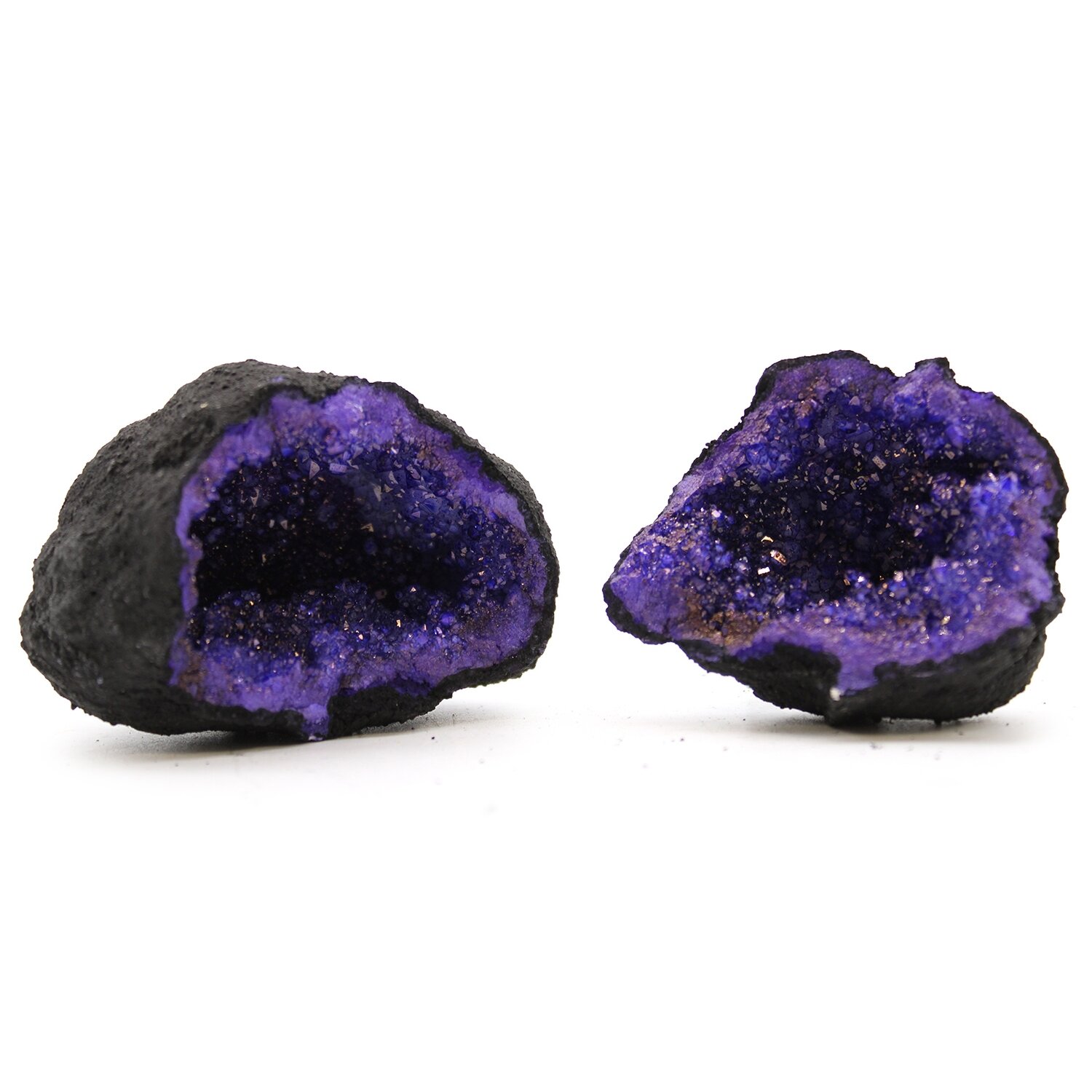 Calsite Geodes Coloured - Black Rock - Turqoise / Purple - 8.5cm x 6cm average