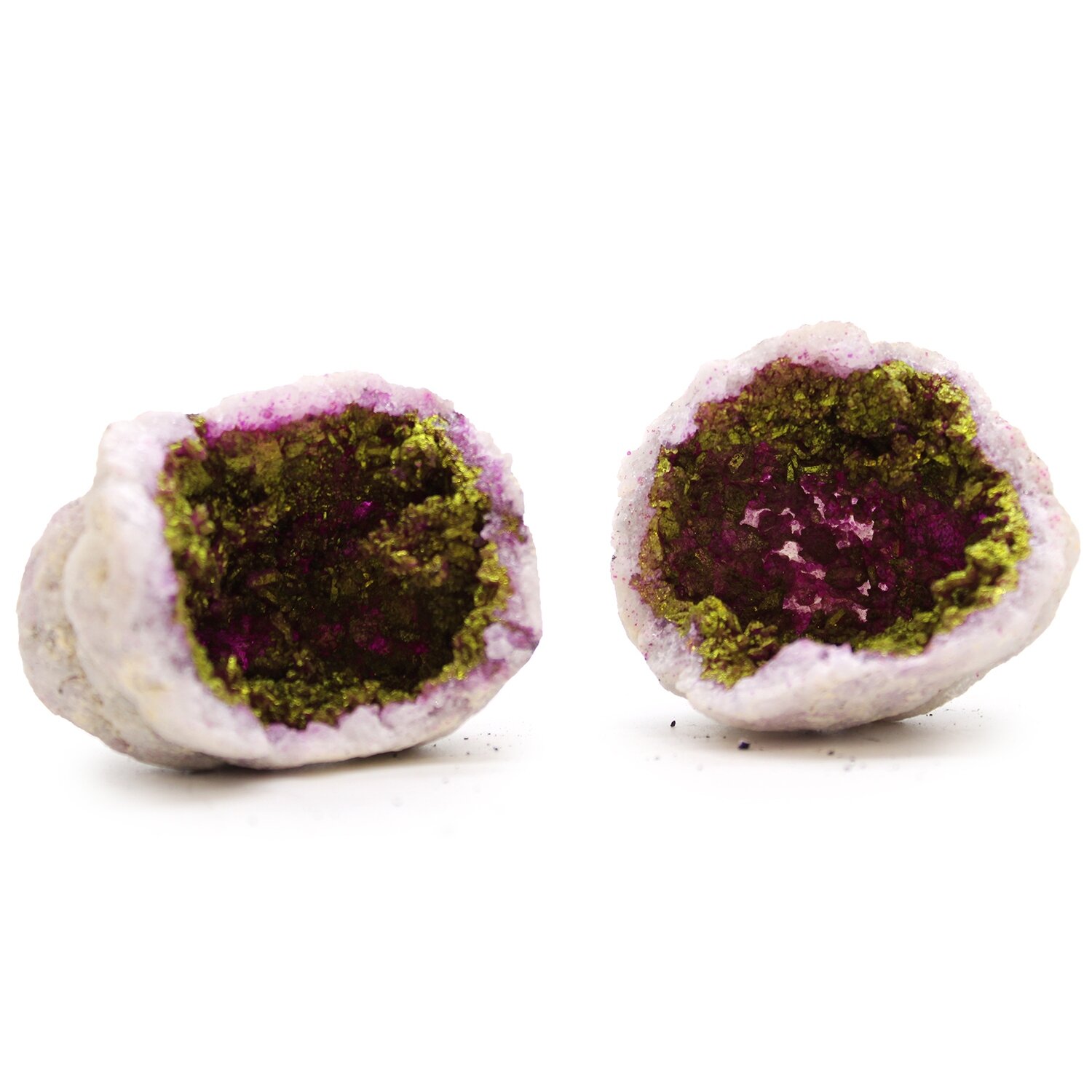 Calsite Geodes Coloured - Natural Rock - Pink & Gold - 6.5cm x 8cm average