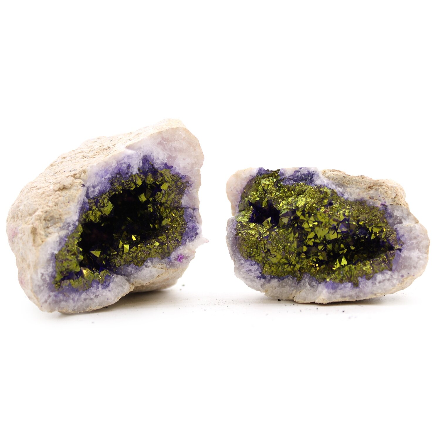 Calsite Geodes Coloured - Natural Rock - Purple & Gold - 8cm x 6cm average