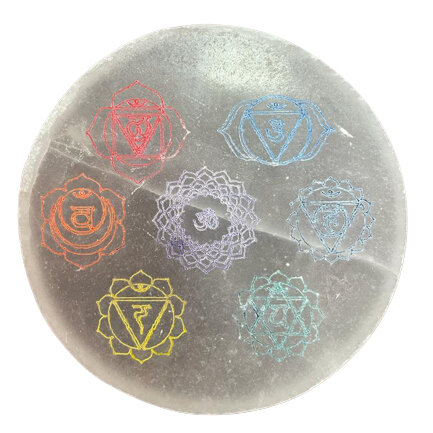Charging Plate - 10cm - Chakra Design (coloured)