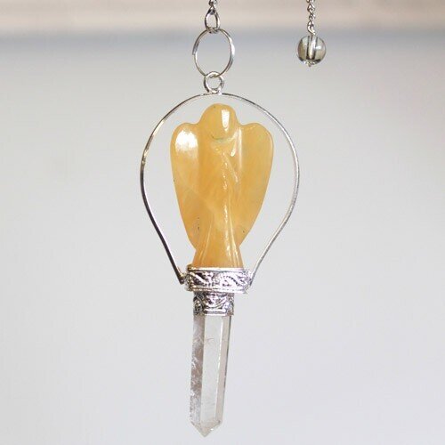 Angel Pendulum with Ring - Yellow Quartz