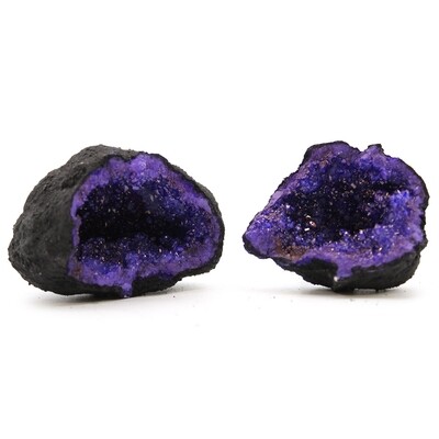 Calsite Geodes Coloured - Black Rock - Turqoise / Purple - 8.5cm x 6cm average