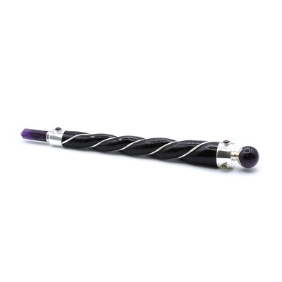 Healing Wand - Twisted - Silver Amethyst Sphere