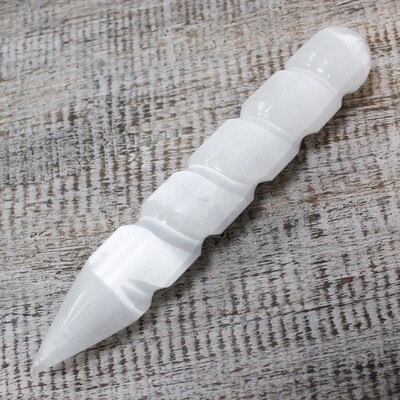 Selenite Spiral Wands - 16 cm (Point One End)