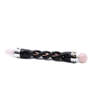 Healing Wand - Spiral Carving - Copper Pipe Rose Quartz