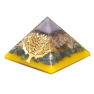 Organite Pyramid 70mm - Tree (gold base)