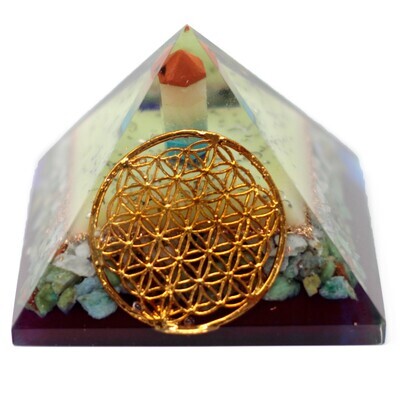 Organite Pyramid 80mm - Flower of life symbol