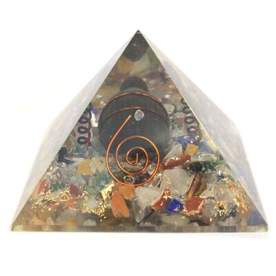 Orgonite Pyramid Gemchips, Copper, Turtle - 60mm