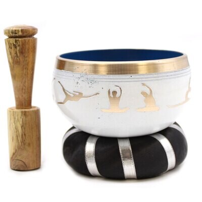 Singing Bowl Set - Yoga Moves - White/Blue - 10.7cm