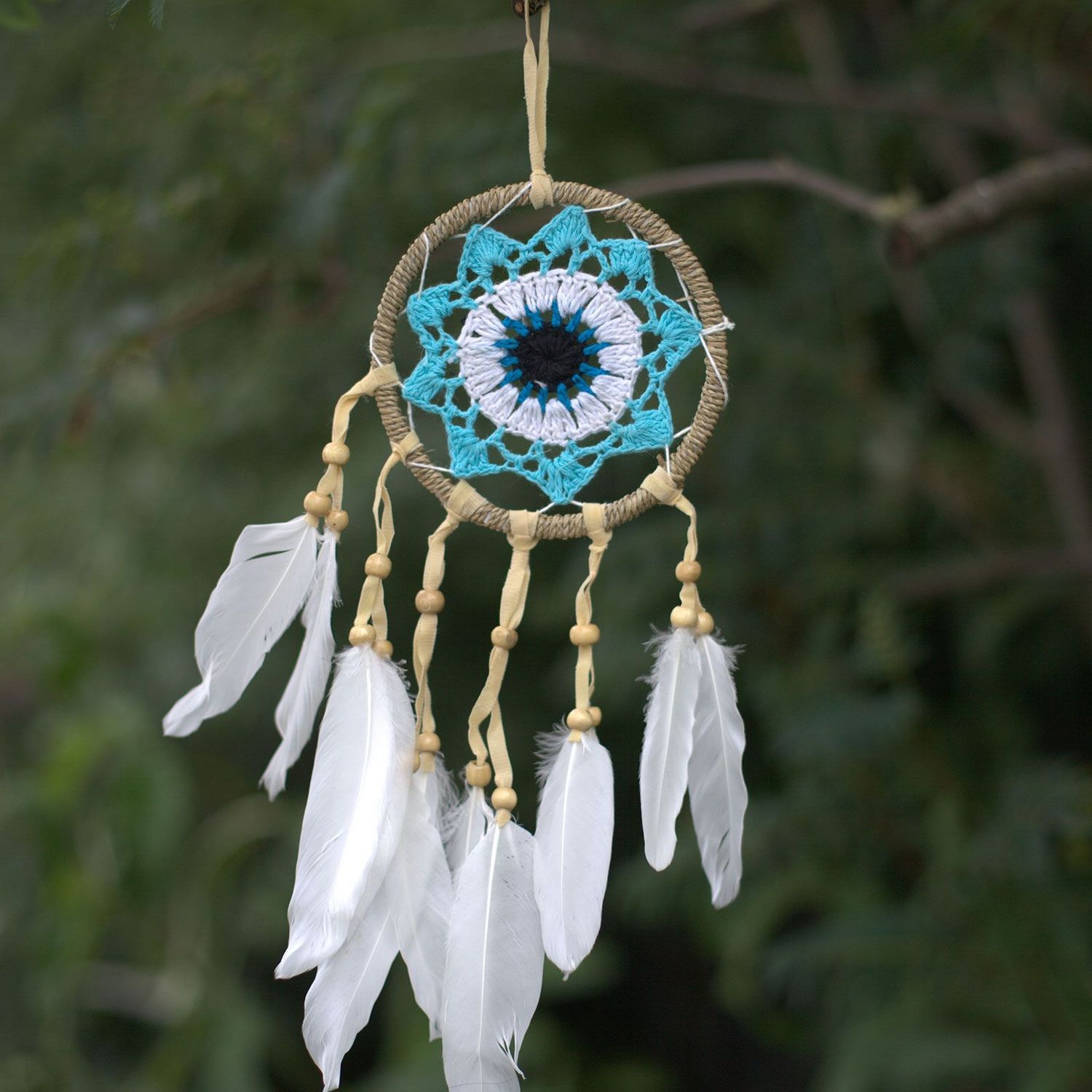 Dreamcatcher - Medium Round - Macrame - Blue