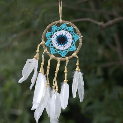 Dreamcatcher - Medium Round - Macrame - Blue