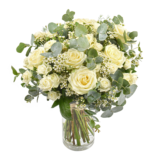 #1 - Bouquet de fleurs blanches et vase