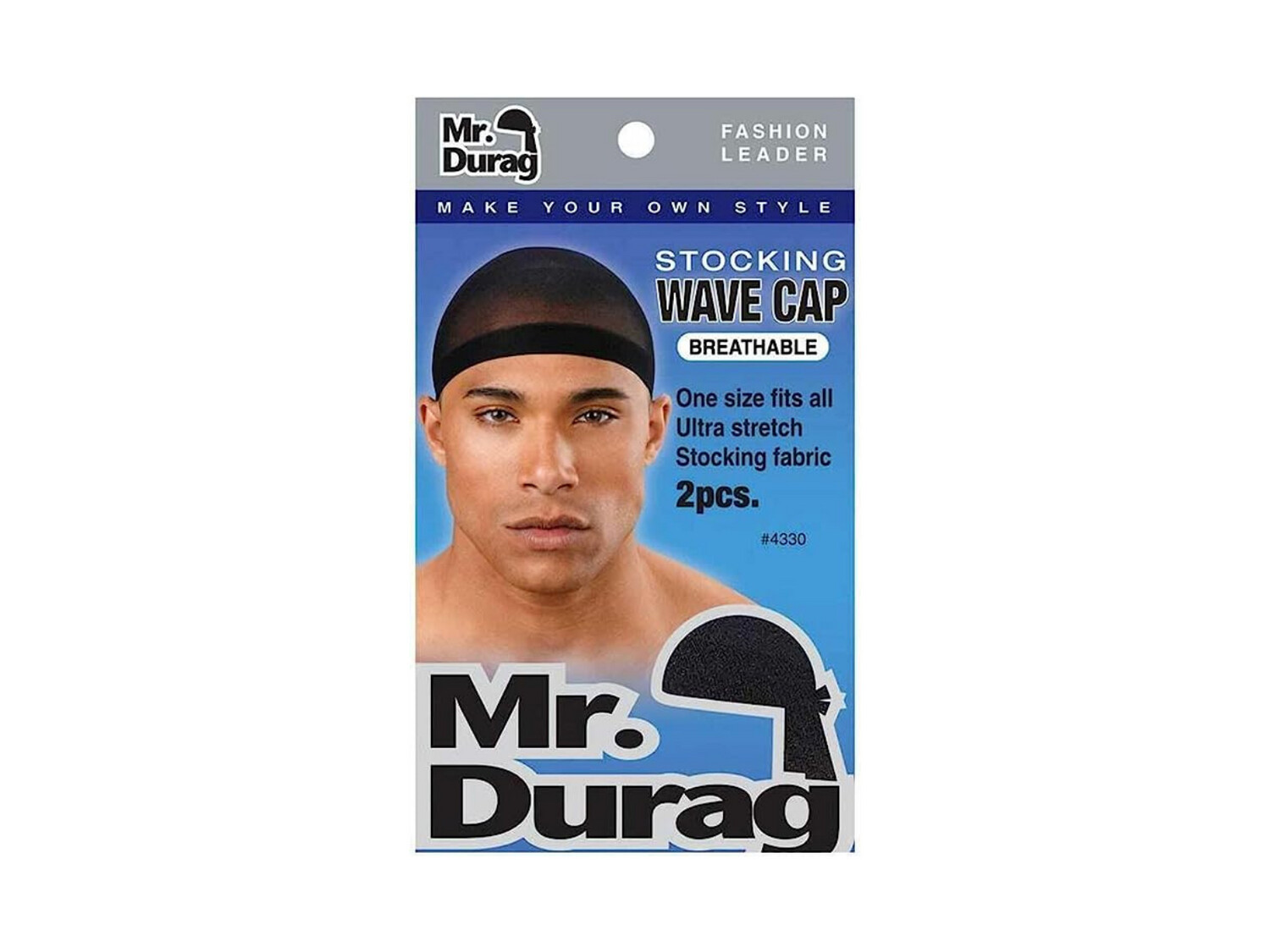 Mr. Durag Stocking Wave Cap w Wide Band 2Pc Black