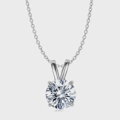 18k White Gold Plated Solitaire Crystal Necklace