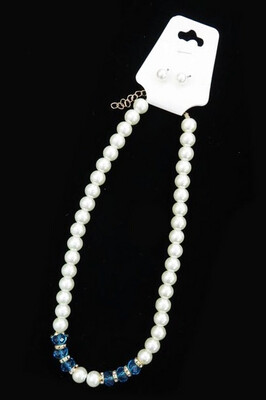 Pearl and Beads Earring and Necklace Set