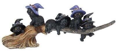 Black Cats Riding Witches Broom