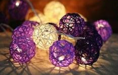 Purple & White Rattan Cane Lights